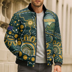 Australia Kangaroos Custom Indigenous Personalised Bomber Puffer Jacket Aboriginal Arts - Rising Sun