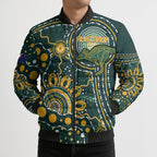 Australia Kangaroos Custom Indigenous Personalised Bomber Puffer Jacket Aboriginal Arts - Rising Sun