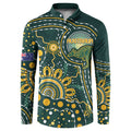 Australia Kangaroos Custom Indigenous Personalised Button Sweatshirt Aboriginal Arts - Rising Sun