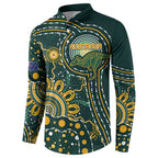 Australia Kangaroos Custom Indigenous Personalised Button Sweatshirt Aboriginal Arts - Rising Sun