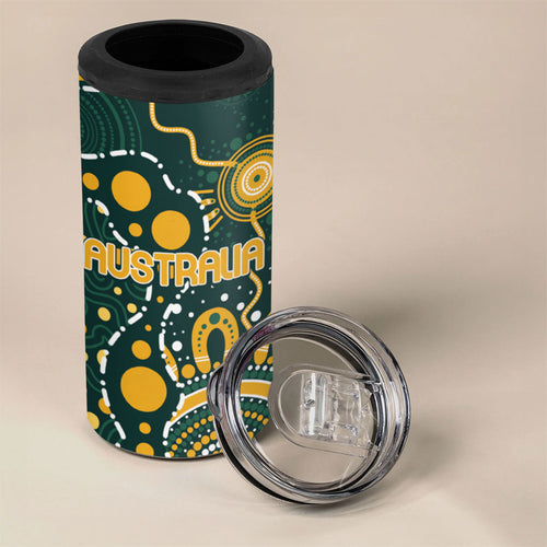 Australia Kangaroos Indigenous 4 in 1 Can Cooler Tumbler Aboriginal Arts - Rising Sun