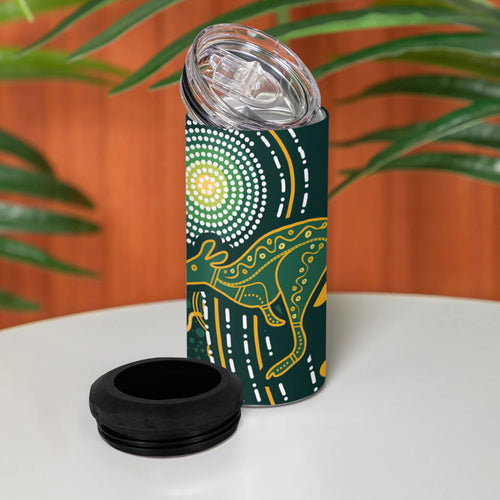 Australia Kangaroos Indigenous 4 in 1 Can Cooler Tumbler Aboriginal Arts - Rising Sun