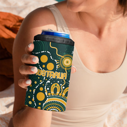 Australia Kangaroos Indigenous 4 in 1 Can Cooler Tumbler Aboriginal Arts - Rising Sun