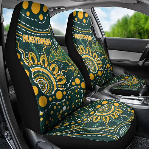 Australia Kangaroos Indigenous Car Seat Cover Aboriginal Arts - Rising Sun