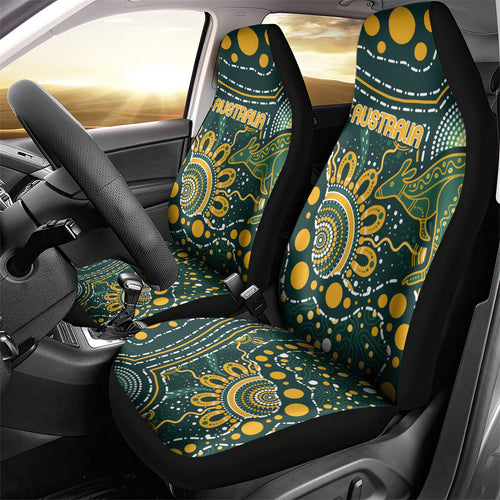Australia Kangaroos Indigenous Car Seat Cover Aboriginal Arts - Rising Sun