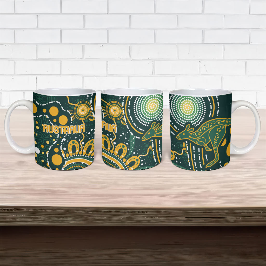 Australia Kangaroos Indigenous Ceramic Mug Aboriginal Arts - Rising Sun