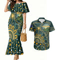 Australia Kangaroos Custom Indigenous Personalised Couples Matching Mermaid Dress and Hawaiian Shirt Aboriginal Arts - Rising Sun