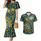 Australia Kangaroos Custom Indigenous Personalised Couples Matching Mermaid Dress and Hawaiian Shirt Aboriginal Arts - Rising Sun