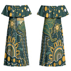 Australia Kangaroos Custom Indigenous Personalised Couples Matching Off Shoulder Maxi Dress and Hawaiian Shirt Aboriginal Arts - Rising Sun