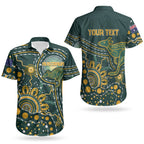 Australia Kangaroos Custom Indigenous Personalised Couples Matching Short Sleeve Bodycon Dress and Hawaiian Shirt Aboriginal Arts - Rising Sun
