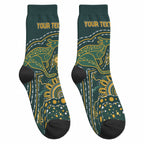 Australia Kangaroos Custom Indigenous Personalised Crew Socks Aboriginal Arts - Rising Sun