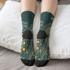 Australia Kangaroos Custom Indigenous Personalised Crew Socks Aboriginal Arts - Rising Sun