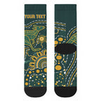 Australia Kangaroos Custom Indigenous Personalised Crew Socks Aboriginal Arts - Rising Sun