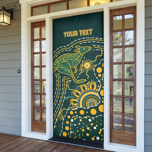 Australia Kangaroos Custom Indigenous Personalised Door Cover Aboriginal Arts - Rising Sun