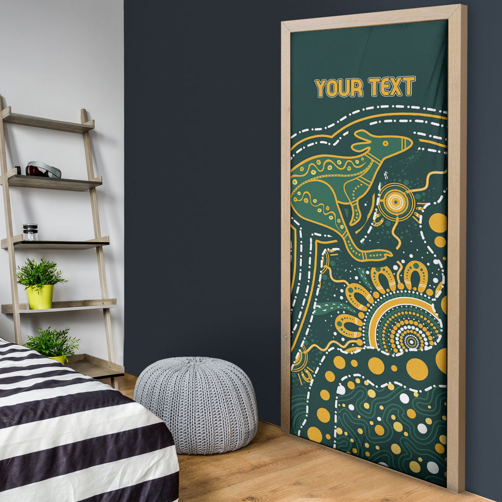 Australia Kangaroos Custom Indigenous Personalised Door Cover Aboriginal Arts - Rising Sun