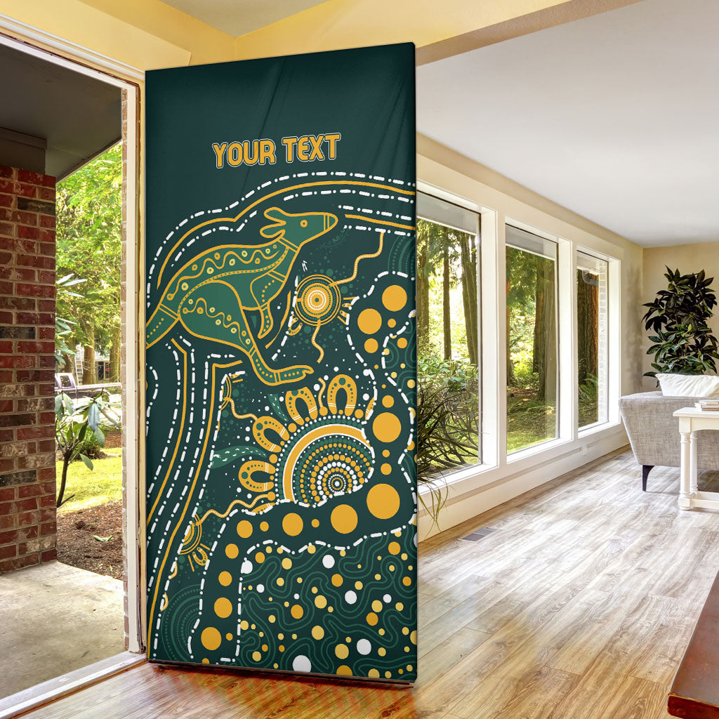 Australia Kangaroos Custom Indigenous Personalised Door Cover Aboriginal Arts - Rising Sun