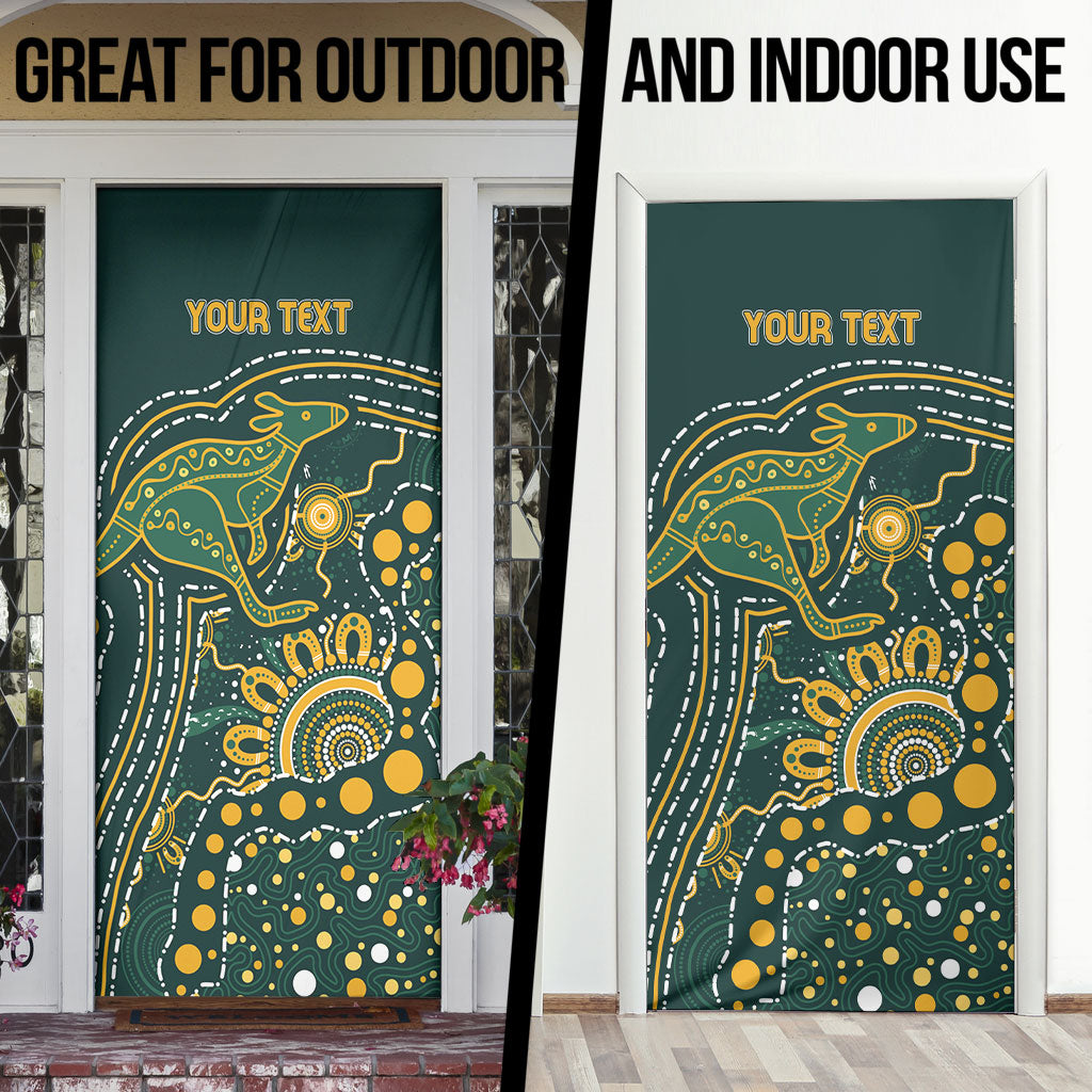 Australia Kangaroos Custom Indigenous Personalised Door Cover Aboriginal Arts - Rising Sun