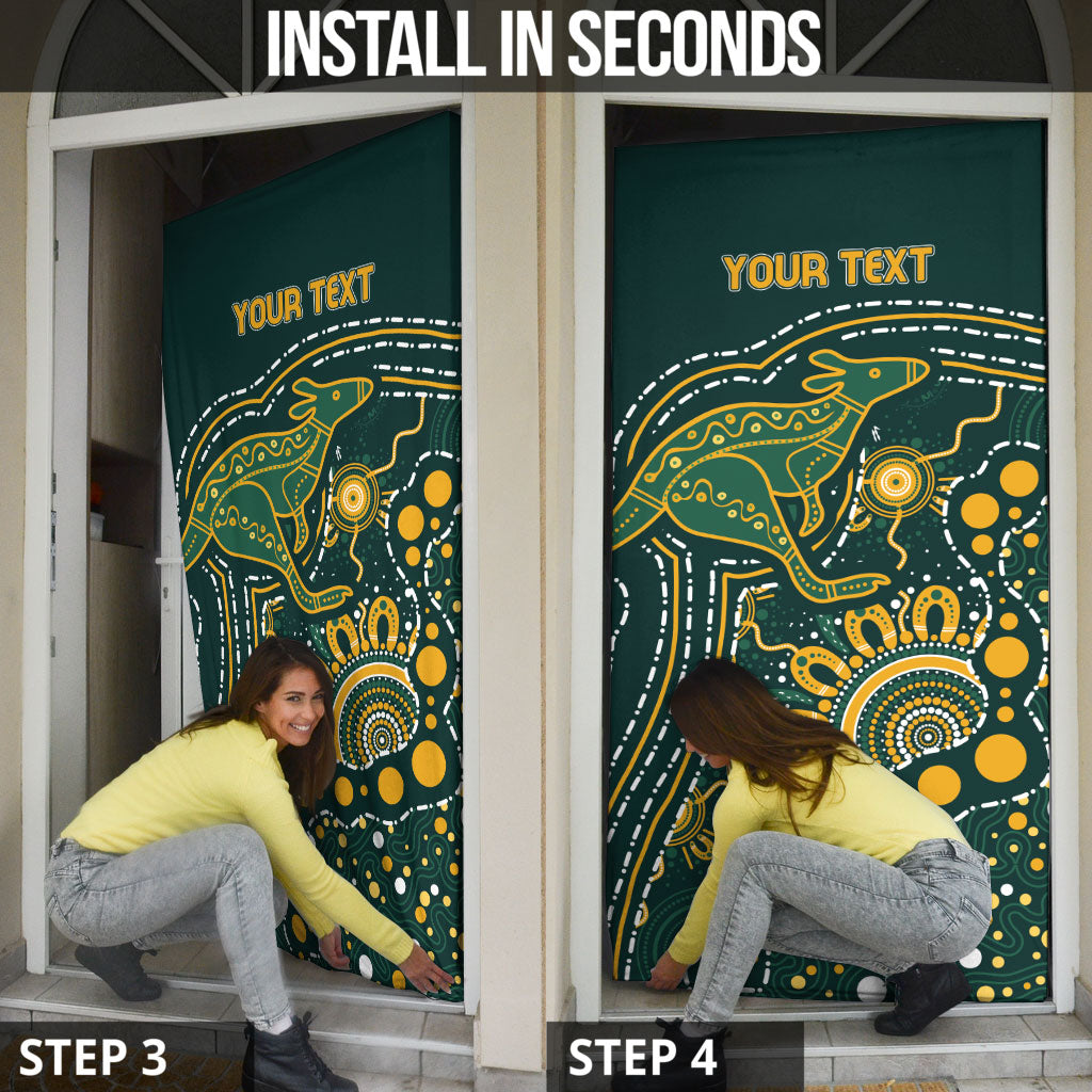 Australia Kangaroos Custom Indigenous Personalised Door Cover Aboriginal Arts - Rising Sun