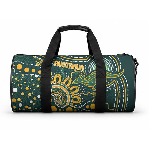 Australia Kangaroos Indigenous Duffle Bag Aboriginal Arts - Rising Sun