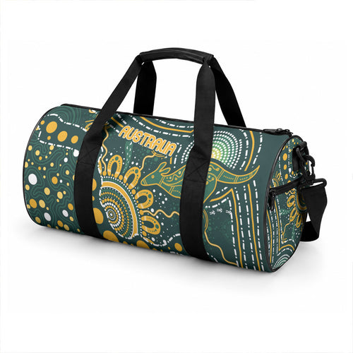 Australia Kangaroos Indigenous Duffle Bag Aboriginal Arts - Rising Sun