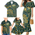 Australia Kangaroos Custom Indigenous Personalised Family Matching Mermaid Dress and Hawaiian Shirt Aboriginal Arts - Rising Sun