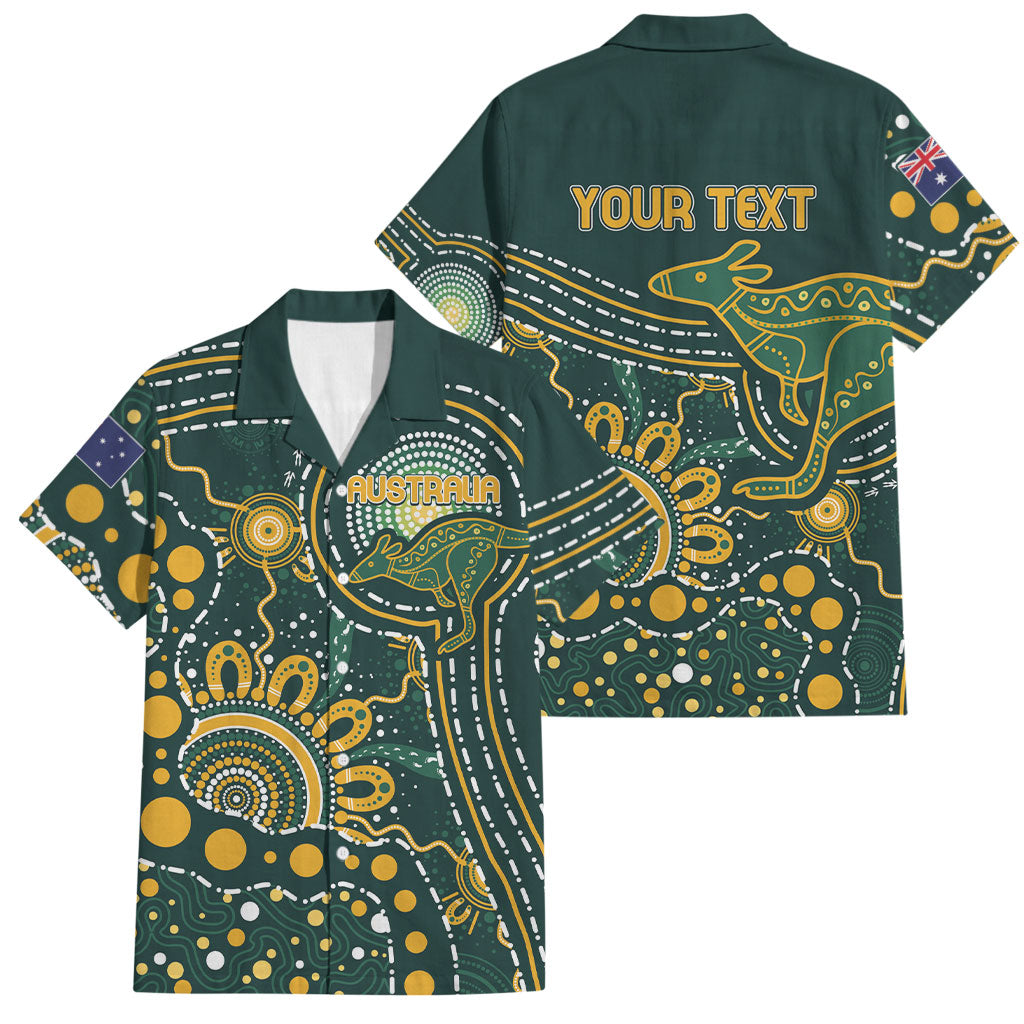 Australia Kangaroos Custom Indigenous Personalised Family Matching Mermaid Dress and Hawaiian Shirt Aboriginal Arts - Rising Sun