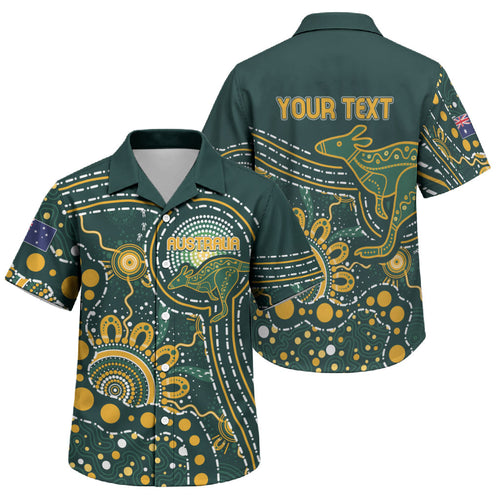 Australia Kangaroos Custom Indigenous Personalised Family Matching Puletasi and Hawaiian Shirt Aboriginal Arts - Rising Sun