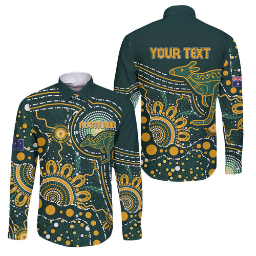 Australia Kangaroos Custom Indigenous Personalised Family Matching Summer Maxi Dress and Hawaiian Shirt Aboriginal Arts - Rising Sun