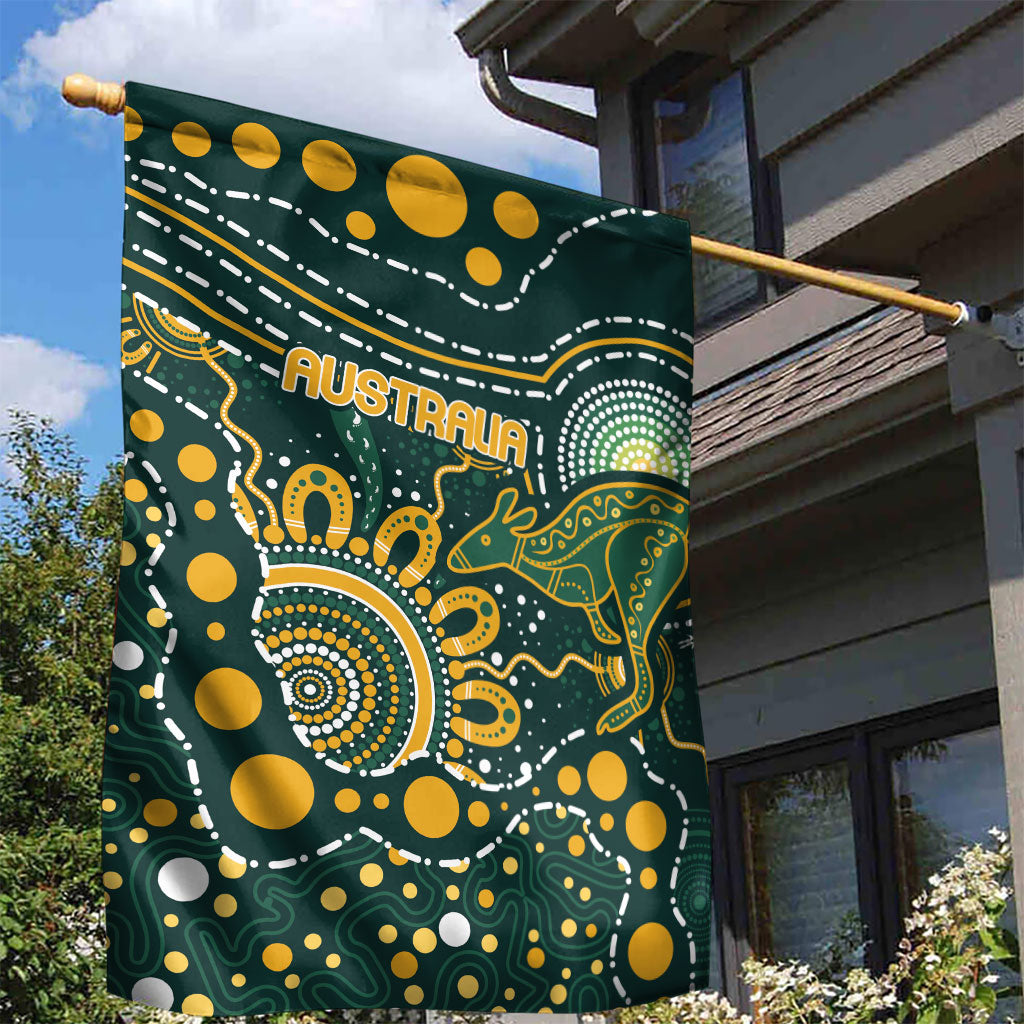 Australia Kangaroos Indigenous Garden Flag Aboriginal Arts - Rising Sun