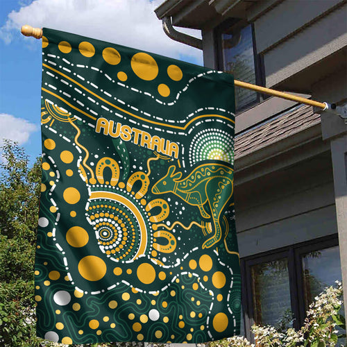 Australia Kangaroos Indigenous Garden Flag Aboriginal Arts - Rising Sun