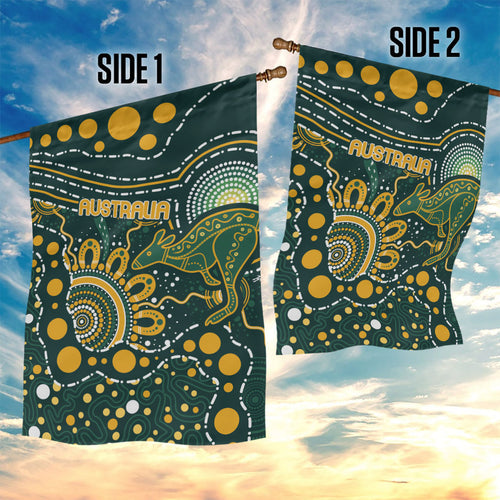 Australia Kangaroos Indigenous Garden Flag Aboriginal Arts - Rising Sun