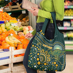 Australia Kangaroos Indigenous Grocery Bag Aboriginal Arts - Rising Sun