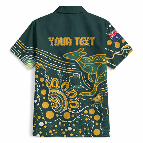 Australia Kangaroos Custom Indigenous Personalised Hawaiian Shirt Aboriginal Arts - Rising Sun