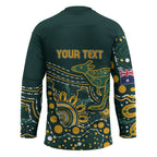 Australia Kangaroos Custom Indigenous Personalised Hockey Jersey Aboriginal Arts - Rising Sun