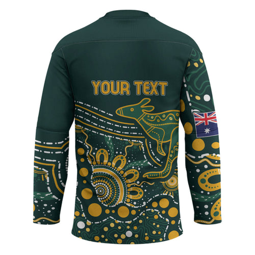 Australia Kangaroos Custom Indigenous Personalised Hockey Jersey Aboriginal Arts - Rising Sun