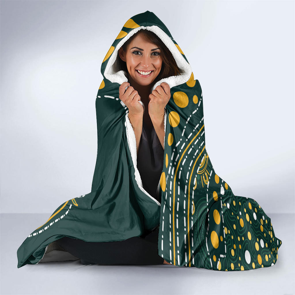 Australia Kangaroos Indigenous Hooded Blanket Aboriginal Arts - Rising Sun