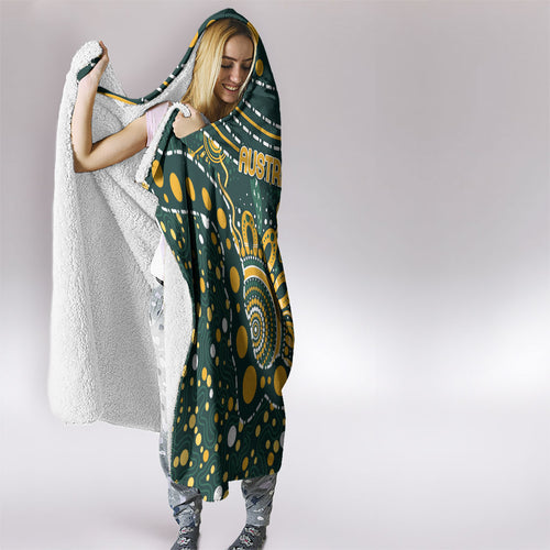 Australia Kangaroos Indigenous Hooded Blanket Aboriginal Arts - Rising Sun