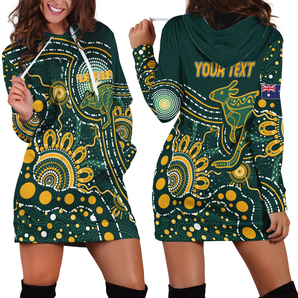 Australia Kangaroos Custom Indigenous Personalised Hoodie Dress Aboriginal Arts - Rising Sun