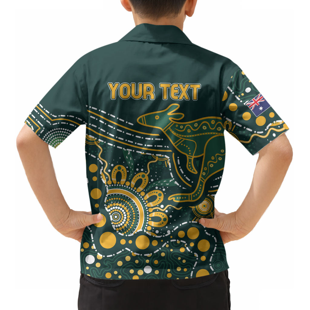 Australia Kangaroos Custom Indigenous Personalised Kid Hawaiian Shirt Aboriginal Arts - Rising Sun