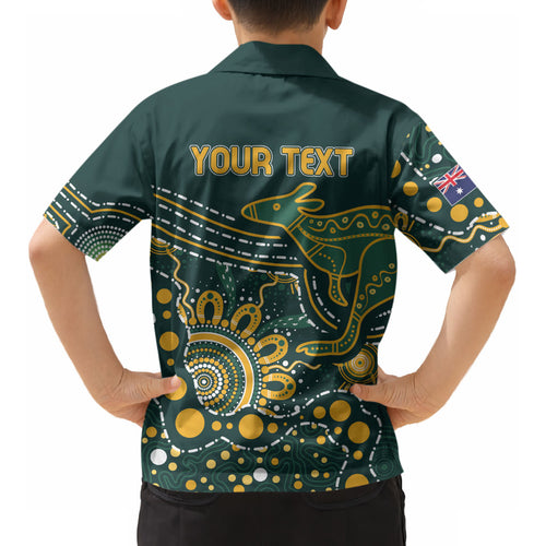 Australia Kangaroos Custom Indigenous Personalised Kid Hawaiian Shirt Aboriginal Arts - Rising Sun