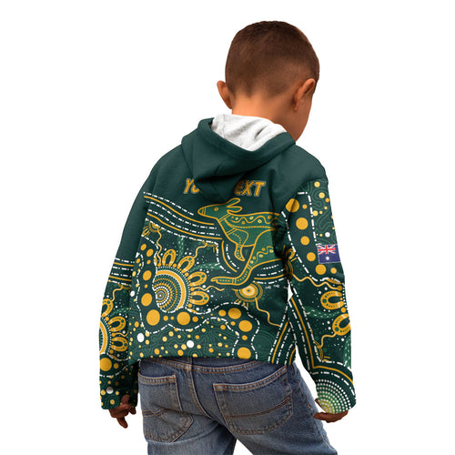 Australia Kangaroos Custom Indigenous Personalised Kid Hoodie Aboriginal Arts - Rising Sun