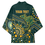 Australia Kangaroos Custom Indigenous Personalised Kimono Aboriginal Arts - Rising Sun
