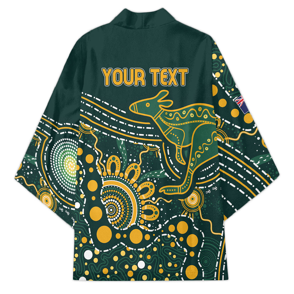 Australia Kangaroos Custom Indigenous Personalised Kimono Aboriginal Arts - Rising Sun