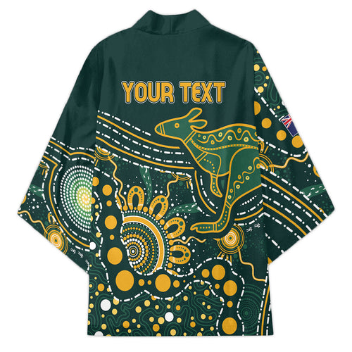 Australia Kangaroos Custom Indigenous Personalised Kimono Aboriginal Arts - Rising Sun