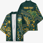 Australia Kangaroos Custom Indigenous Personalised Kimono Aboriginal Arts - Rising Sun