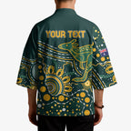 Australia Kangaroos Custom Indigenous Personalised Kimono Aboriginal Arts - Rising Sun