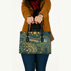 Australia Kangaroos Indigenous Leather Bag Aboriginal Arts - Rising Sun