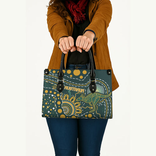 Australia Kangaroos Indigenous Leather Bag Aboriginal Arts - Rising Sun