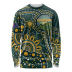 Australia Kangaroos Custom Indigenous Personalised Long Sleeve Shirt Aboriginal Arts - Rising Sun