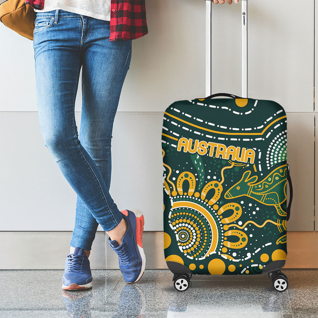 Australia Kangaroos Indigenous Luggage Cover Aboriginal Arts - Rising Sun
